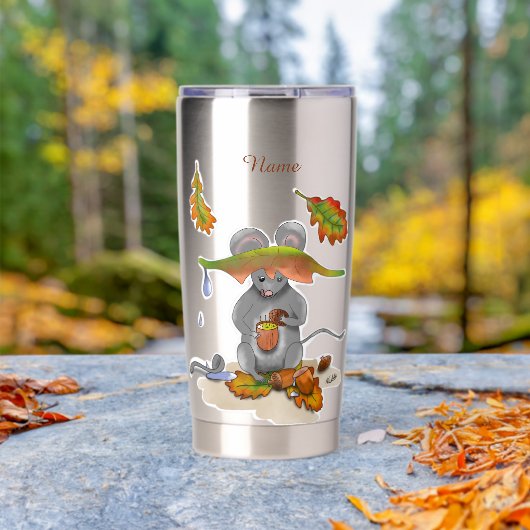 DE/GB Thermobecher/Thermal mug Herbst/Fall Maus Thermobecher (Außenbereich (gedreht))