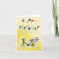DE Glückwunschkarte Fahrrad mit Ballons