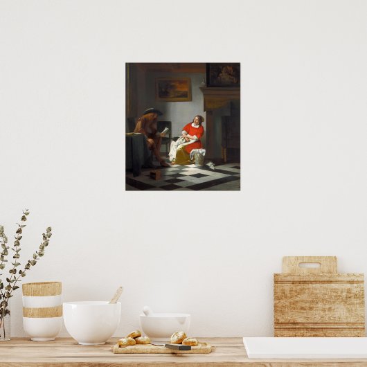 De Hooch - Mann liest Brief an eine Frau Poster (Küche)