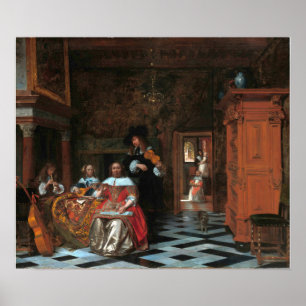 De Hooch - Porträt einer musizierenden Familie 166 Poster