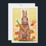 DE Karte Hase im Herbst<br><div class="desc">Hui ui,  Blätter fallen,  Ernten werden eingefahren,  so hat auch der Hase seine Karotte aus der Erde geholt und freut sich mit dir auf den Herbst. Grüße dein/-e Freund/-in/ mit dieser liebevoll gestalteten Karte und mache ihr/ihm eine Freude oder versende sie als Einladung zu deiner nächsten Party!</div>