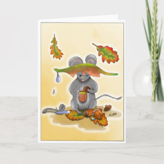 DE Klappkarte Herbst Maus mit Blätter Karte