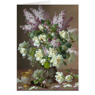 De Longpré Rose und Lilacs CC0605 Blume Card