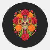 De Los Muertos Day Of The Dead Sugar Skull Christi Runder Aufkleber (Vorderseite)