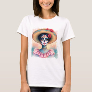 De Los Muertos La Catrina Tag des Toten Zucker T-Shirt