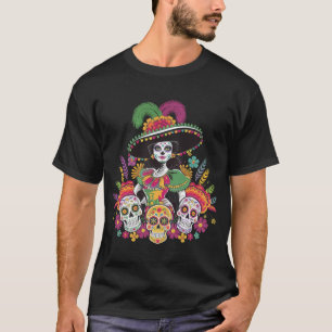 De Los Muertos La Catrina Tag des Toten Zucker T-Shirt