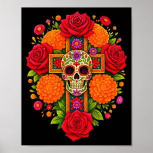 De Los Muertos Tag Der Toten Zucker Schädel Christ Poster