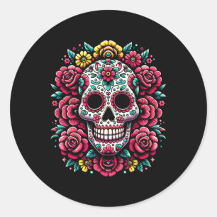 De Los Muertos Tag des toten sauren Schädelhallowe Runder Aufkleber