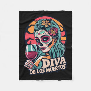 De Los Muertos Womens Skeleton Halloween-Party T-S Fleecedecke