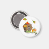 DE Magnet Herbst Igel mit Kürbis (Vorderseite/Rückseite)