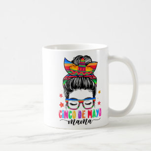 De Mayo Mama Messy Bun Hair Mexikanische Mama Mütt Kaffeetasse