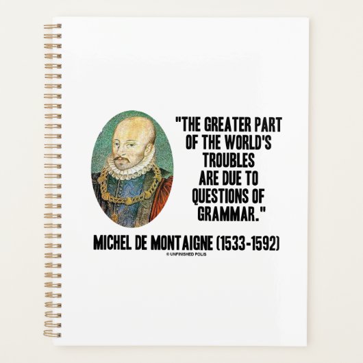 de Montaigne World: Grammatik-Fragen Planer (Vorderseite)
