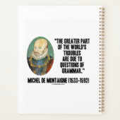 de Montaigne World: Grammatik-Fragen Planer (Rückseite)