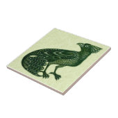 De Morgan Green Peacock (Schwanz down) Bird Fliese (Seite)