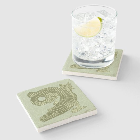 De Morgan's Alligator-Marble-Stone-Untersetzer Steinuntersetzer (Seitenansicht)