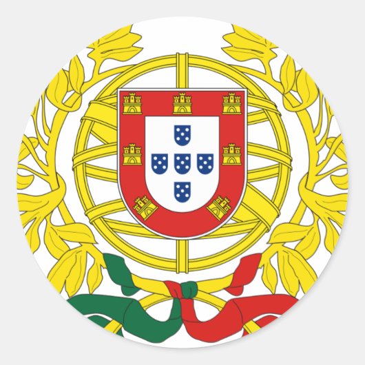 De Portugal Brasão de Armas (Wappen) Runder Aufkleber (Vorderseite)