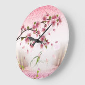 de primavera con rosas y flores große wanduhr (Winkel)
