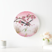 de primavera con rosas y flores große wanduhr (Zuhause)