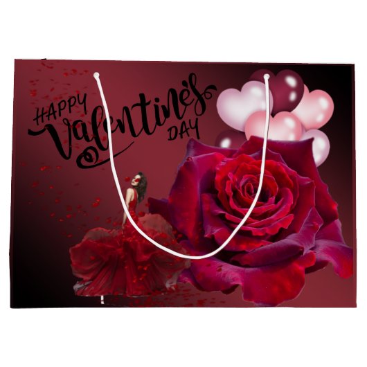 de San Valentín con rosas Große Geschenktüte (Rückseite)