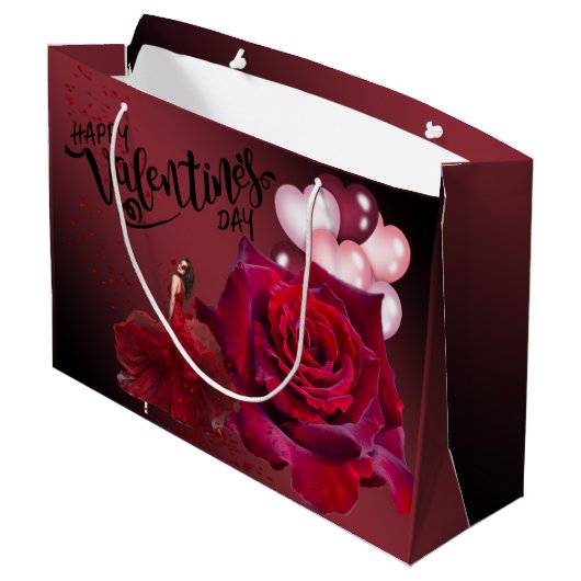 de San Valentín con rosas Große Geschenktüte (Rückseite Schrägansicht)