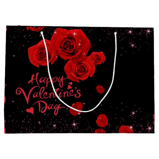 de San Valentín con rosas rojas Große Geschenktüte (Rückseite)
