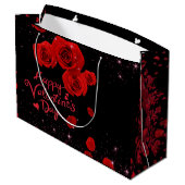 de  San Valentín con rosas rojas Große Geschenktüte (Rückseite Schrägansicht)