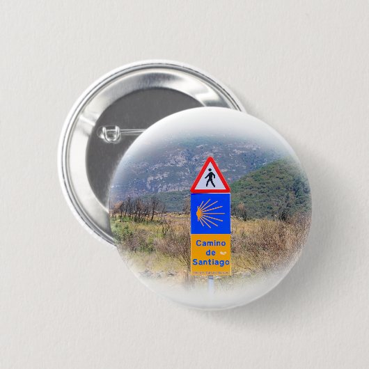 De Santiago de Compostela, Spanien, Zeichen 2 EL Button (Vorne & Hinten)