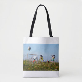 De speelse Fubby's die voetbal spelen. Tote-Bag Tasche