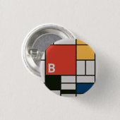 De Stijl Inspirierte Monogramm der farbigen Primär Button (Vorne & Hinten)