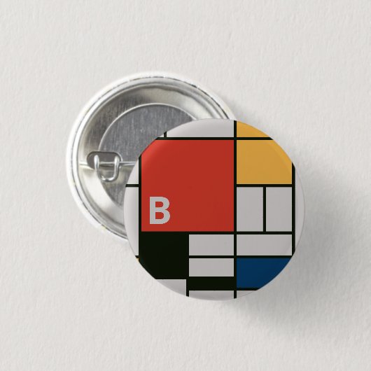 De Stijl Inspirierte Monogramm der farbigen Primär Button (Vorne & Hinten)
