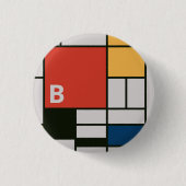 De Stijl Inspirierte Monogramm der farbigen Primär Button (Vorderseite)