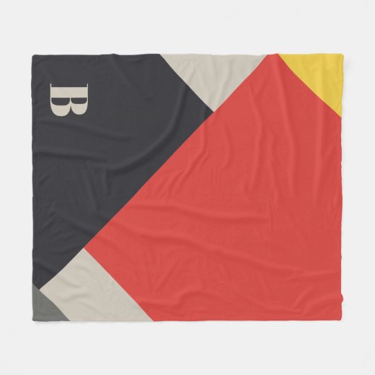 De Stijl Inspirierte Monogramm der farbigen Primär Fleecedecke (Vorderseite (Horizontal))