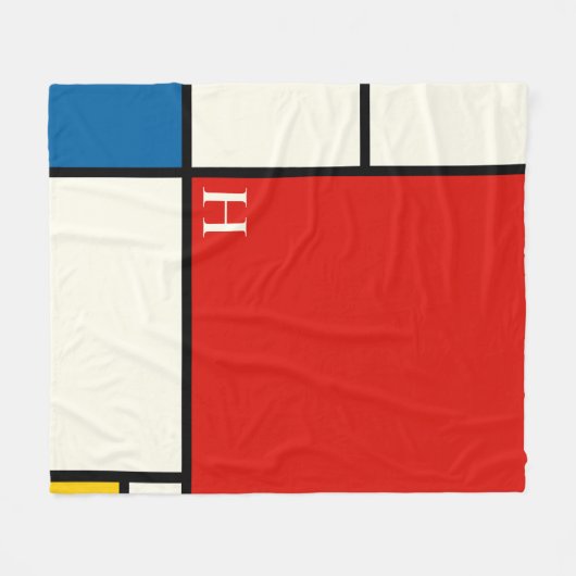 De Stijl Inspirierte Monogramm der farbigen Primär Fleecedecke (Vorderseite (Horizontal))
