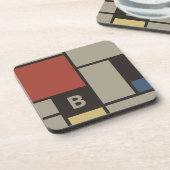 De Stijl Inspirierte Monogramm der farbigen Primär Getränkeuntersetzer (Linke Seite)