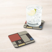 De Stijl Inspirierte Monogramm der farbigen Primär Getränkeuntersetzer (Rechte Seite)