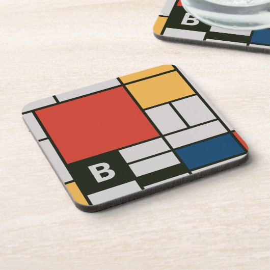 De Stijl Inspirierte Monogramm der farbigen Primär Getränkeuntersetzer (Linke Seite)