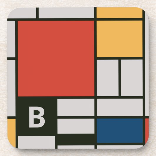 De Stijl Inspirierte Monogramm der farbigen Primär Getränkeuntersetzer (Vorderseite)