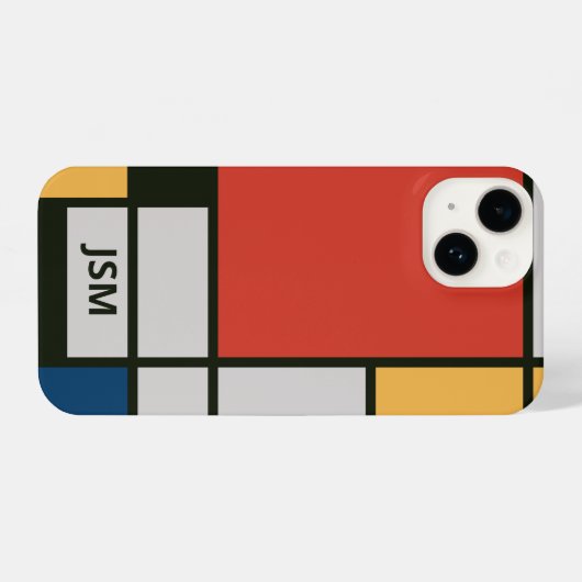 De Stijl Inspirierte Monogramm der farbigen Primär iPhone Hülle (Rückseite (Horizontal))