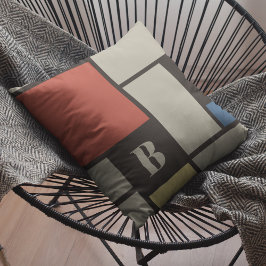 De Stijl Inspirierte Monogramm der farbigen Primär Kissen
