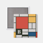 De Stijl Inspirierte Monogramm der farbigen Primär Magnet (Vorderseite/Rückseite)