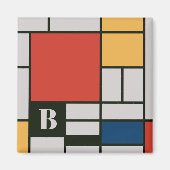 De Stijl Inspirierte Monogramm der farbigen Primär Magnet (Vorne)
