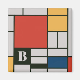 De Stijl Inspirierte Monogramm der farbigen Primär Magnet