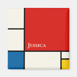 De Stijl Inspirierte Monogramm der farbigen Primär Magnet