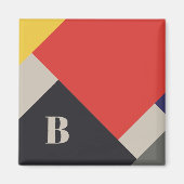 De Stijl Inspirierte Monogramm der farbigen Primär Magnet (Vorne)