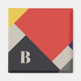 De Stijl Inspirierte Monogramm der farbigen Primär Magnet
