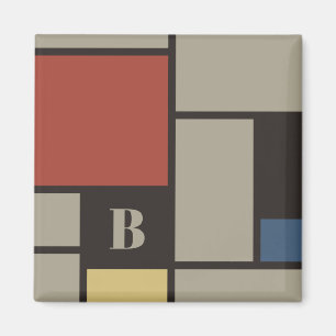 De Stijl Inspirierte Monogramm der farbigen Primär Magnet
