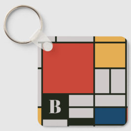 De Stijl Inspirierte Monogramm der farbigen Primär Schlüsselanhänger