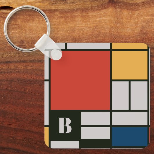 De Stijl Inspirierte Monogramm der farbigen Primär Schlüsselanhänger (Vorderseite)