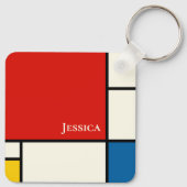 De Stijl Inspirierte Monogramm der farbigen Primär Schlüsselanhänger (Rückseite)