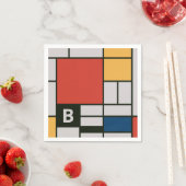 De Stijl Inspirierte Monogramm der farbigen Primär Serviette (Beispiel)